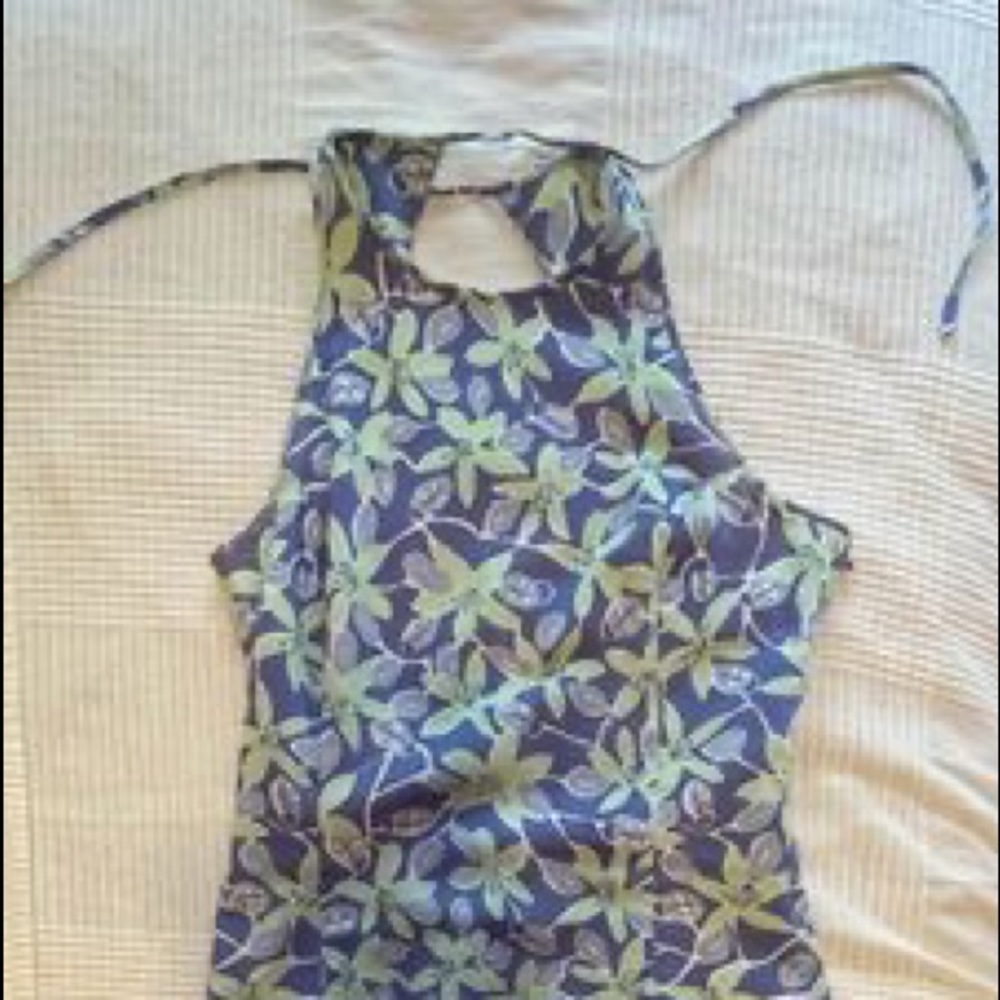 Lilly Pulitzer vintage halter dress. Lavender with green lily print. Size 2.